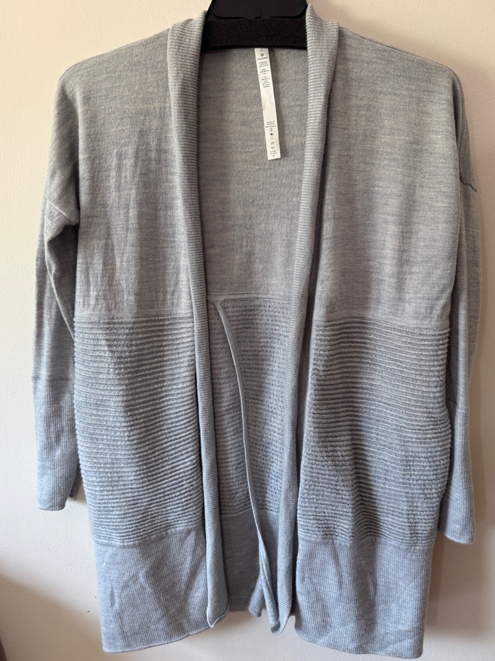 lululemon athletica Light Gray Sit In Lotus Wrap Ribbed OpenFront Cardigan cozy